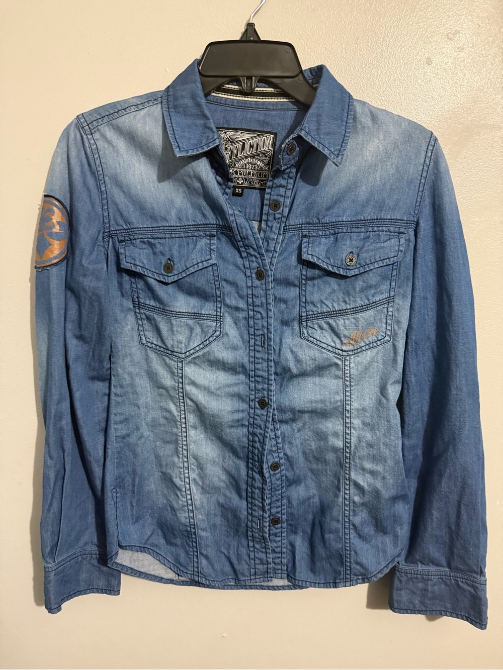 Affliction Light Blue Washed Denim Button-Down Shirt
